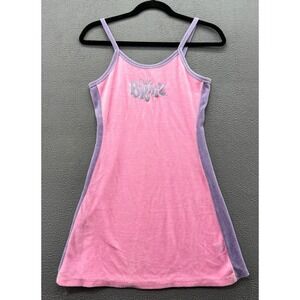Dolls Kill x Bratz Velour Mini Dress Pink Purple Colorblock Embroidered Logo M